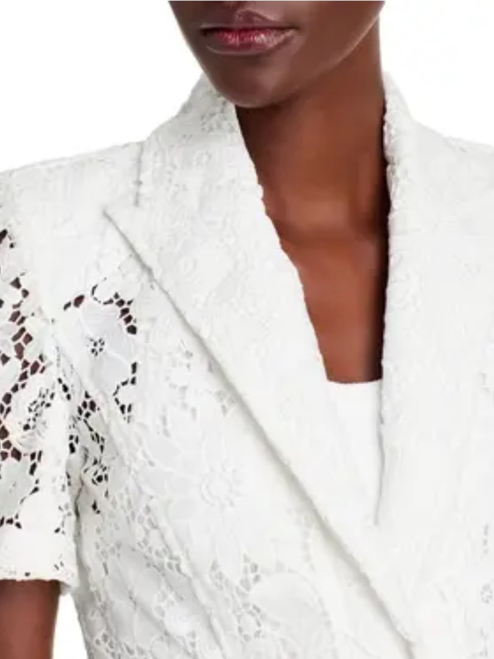 GENERATION LOVE Lace Short-Sleeve Blazer Jacket - White - Picture 12 of 16